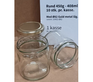 Glas 450 g - runde m. plastlåg