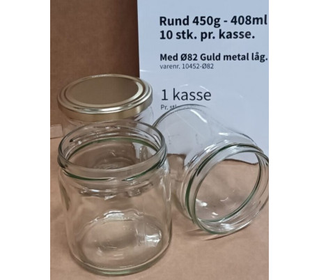 Glas 450 g - runde m. plastlåg